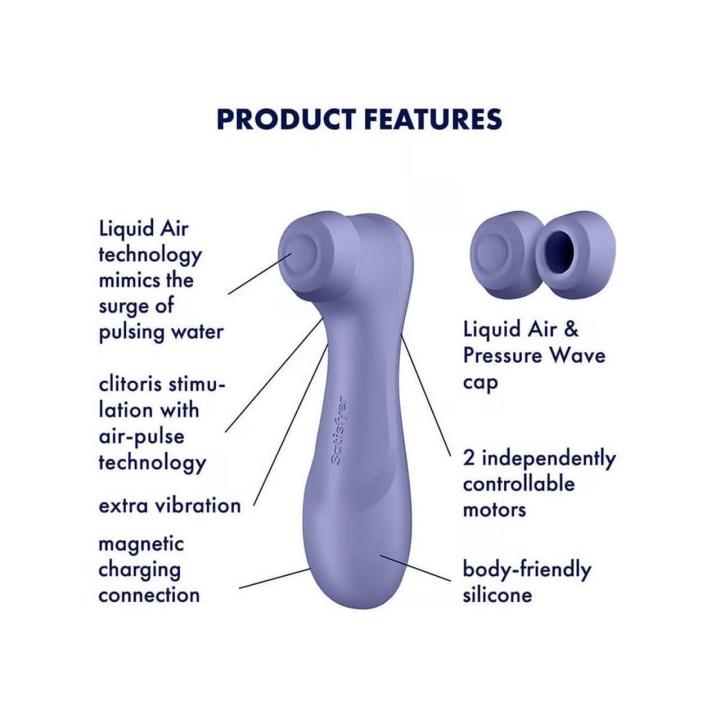 Stymulator łechtaczki Liquid Air liliowy – fale ciśnienia, 12 trybów, IPX7