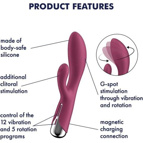 Satisfyer Spinning Rabbit 1 Red – wibrator króliczek z rotacją i wibracjami