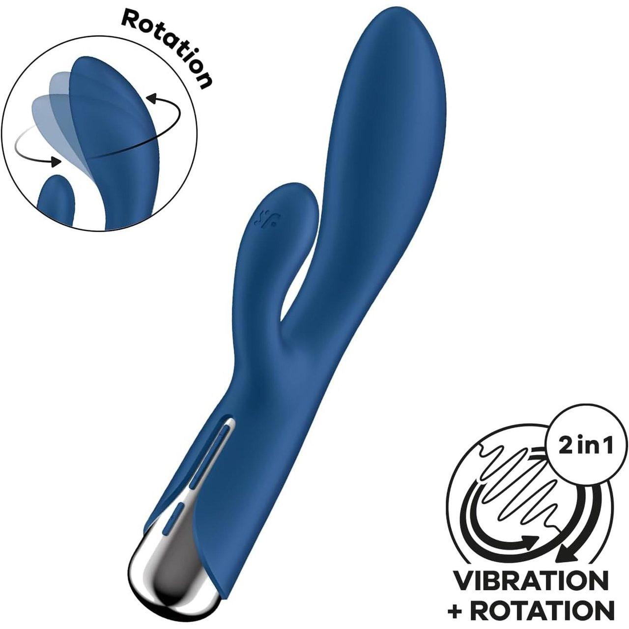Satisfyer Spinning Rabbit 1 Blue – króliczek z rotacją i wibracjami | Loris.pl