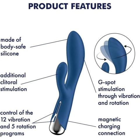 Satisfyer Spinning Rabbit 1 Blue – króliczek z rotacją i wibracjami