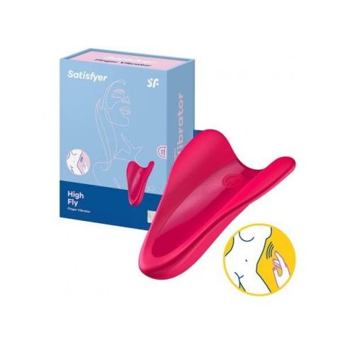 Satisfyer High Fly Finger Vibrator Red – stymulator 2 silniki, IPX7