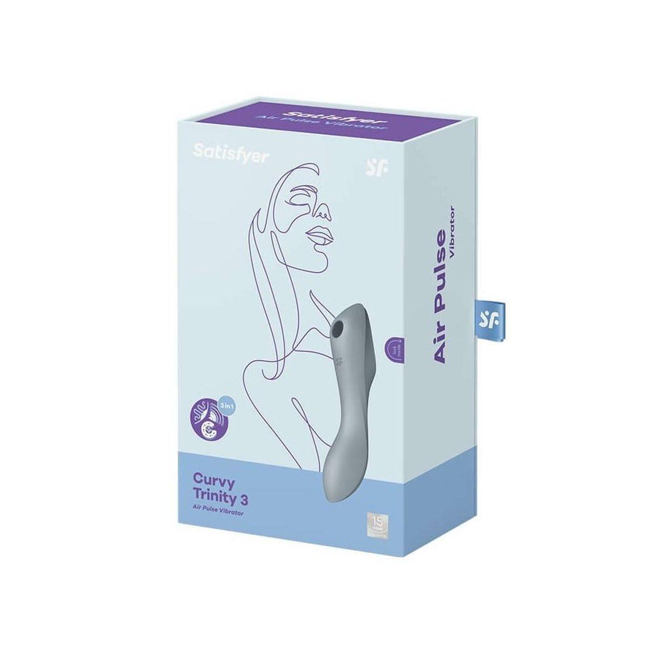 Satisfyer Curvy Trinity 3 Blue Grey – wibrator 3w1 z falami ciśnienia
