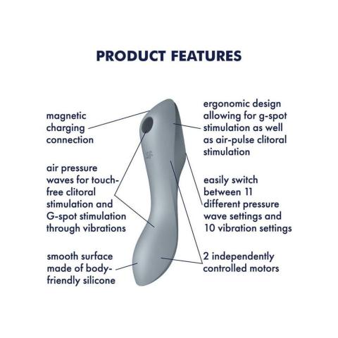 Satisfyer Curvy Trinity 3 Blue Grey – wibrator 3w1 z falami ciśnienia