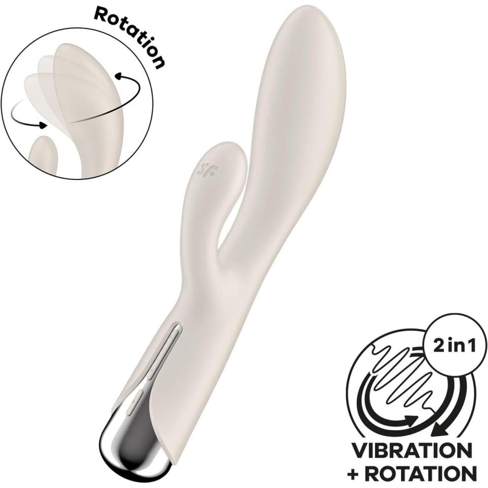 Obrotowy wibrator króliczek do punktu G i łechtaczki - Satisfyer Spinning Rabbit 1 Beige