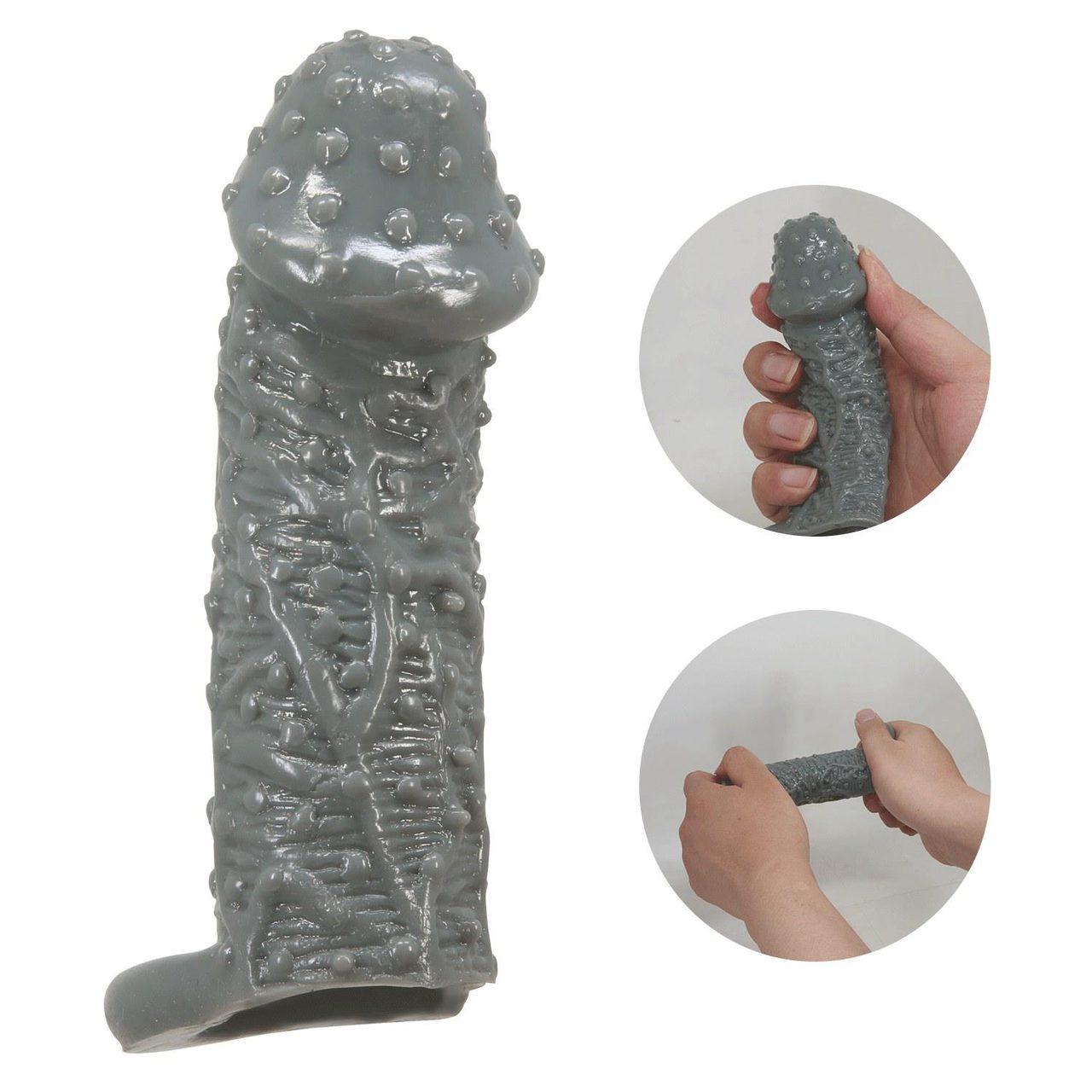 Nakładka na penisa z wypustkami i paskiem opóźniającym | Loris.pl