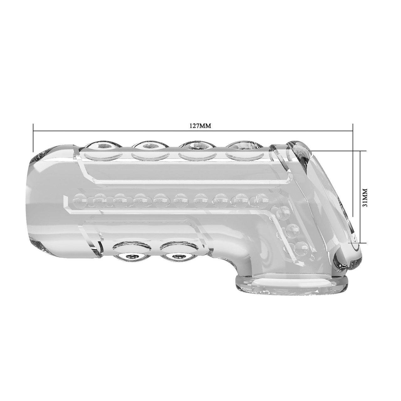 Przelotowa nakładka na penisa długa TPE – przezroczysta, teksturowana | Loris.pl