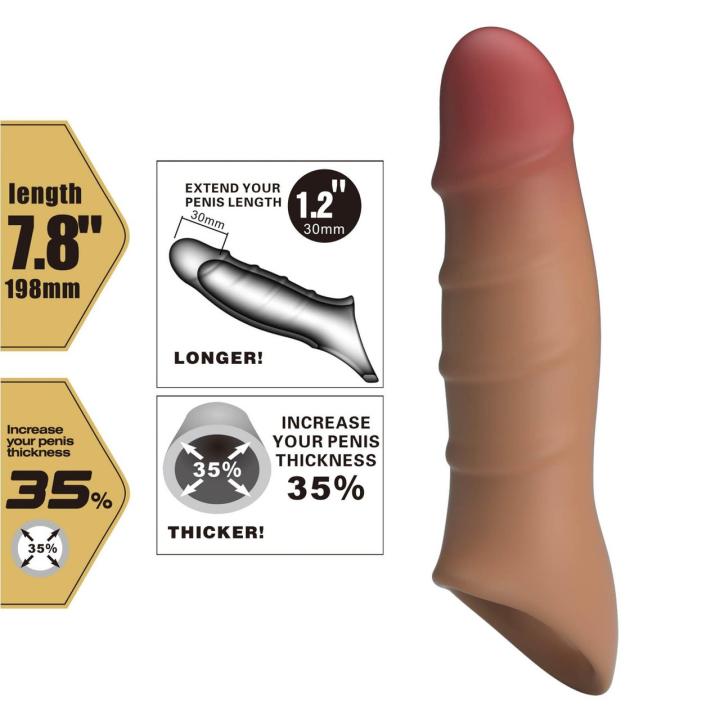 Brązowa przedłużka na penisa z żyłkami i główką - realistyczna nakładka | Loris.pl