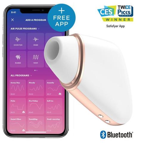 Stymulator łechtaczki air pulse z aplikacją i wibracjami | Wodoodporny biały