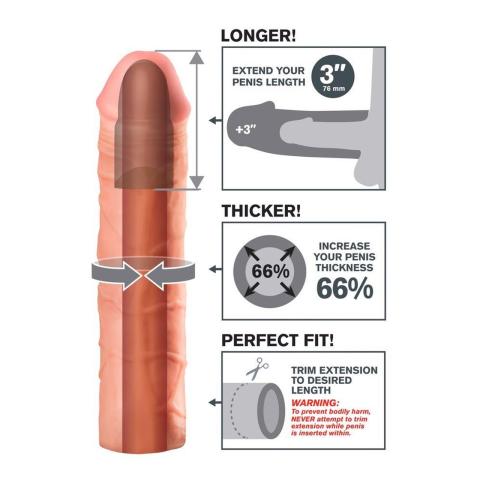Przedłużka na penisa 7,6 cm – pogrubienie 66% i żyłkowana struktura