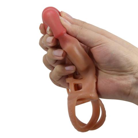 Nakładka na penisa 18 cm TPR z pierścieniem na jądra – mocniejsza stymulacja