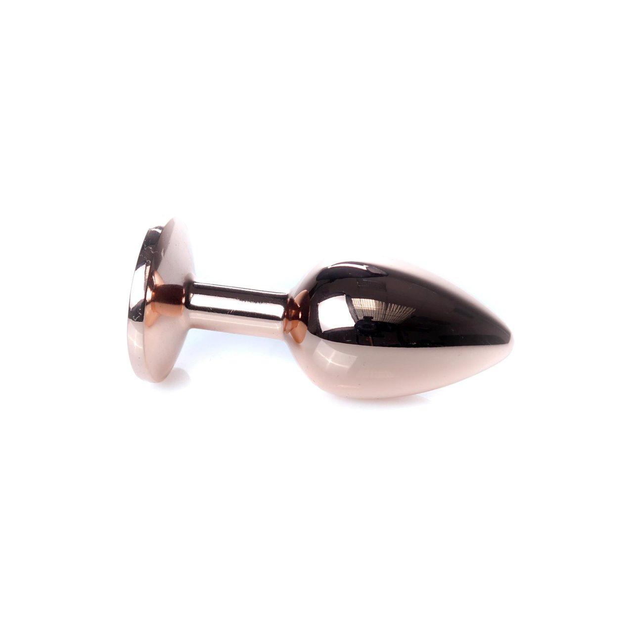 Metalowy korek analny z zielonym kryształkiem 7 cm | Biżuteria analna