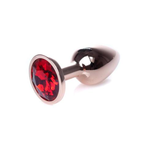 Metalowy korek analny z czerwonym kryształkiem 7 cm – biżuteria analna