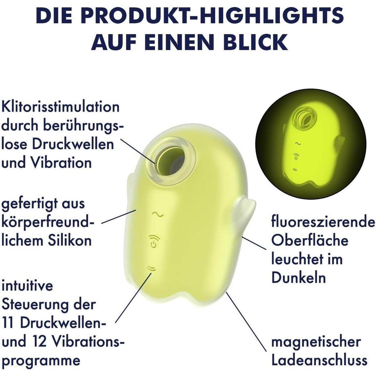 Satisfyer Glowing Ghost Yellow – stymulator łechtaczki Air Pulse IPX7 | Loris.pl