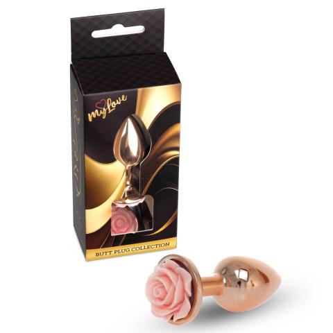 Metalowy korek analny z różą 7 cm ze stali nierdzewnej