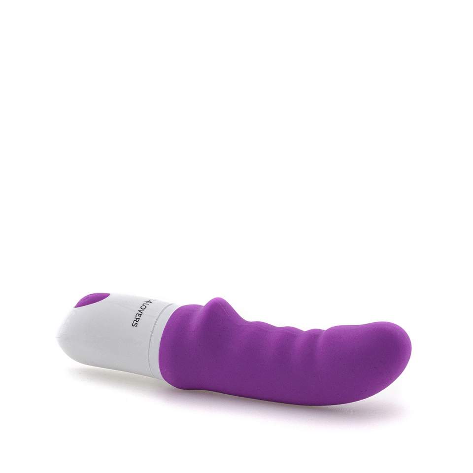 Silikonowy, fioletowy wibrator klasyczny z fałdkami i stymulacją punktu G