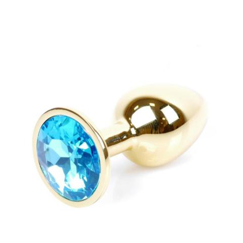 Metalowy plug analny z kryształkiem light blue 7 cm – stal nierdzewna