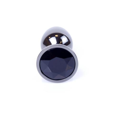 Metalowy plug analny z czarną cyrkonią 7 cm | Stal nierdzewna