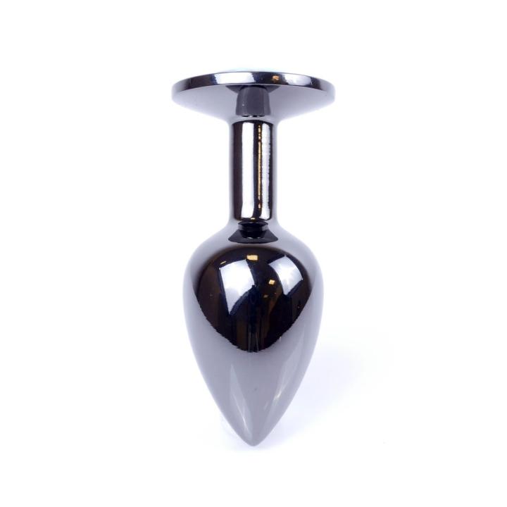 Metalowy plug analny z czarną cyrkonią 7 cm | Stal nierdzewna