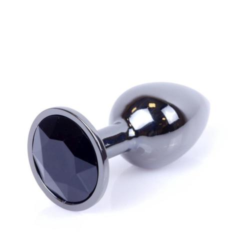 Metalowy plug analny z czarną cyrkonią 7 cm | Stal nierdzewna