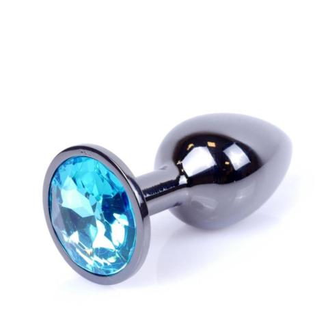 Metalowy korek analny z kryształem 7 cm | Biżuteria analna ze stali