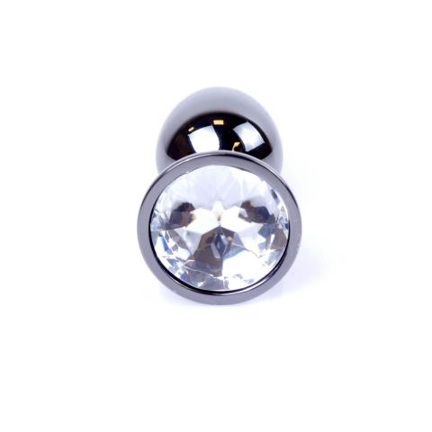 Metalowy plug analny ze zrebrną cyrkonią 7 cm | Stal nierdzewna