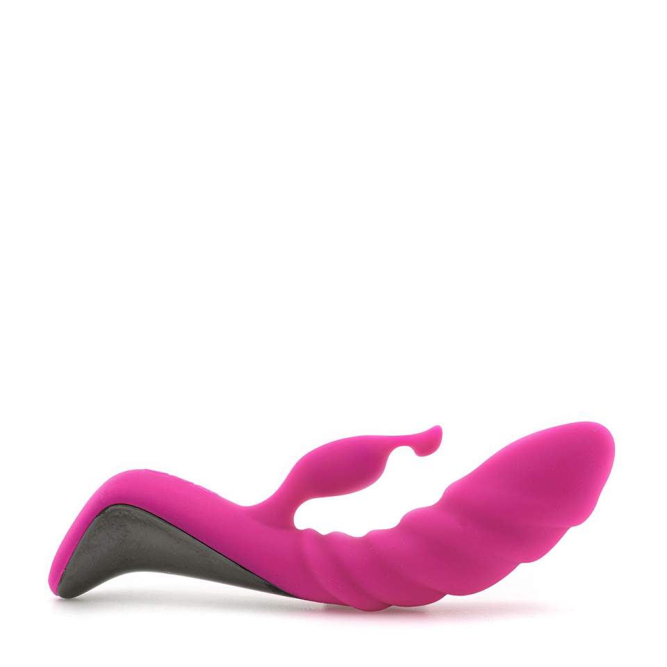 Różowy silikonowy wibrator króliczek o falistej budowie do stymulacji łechtaczki