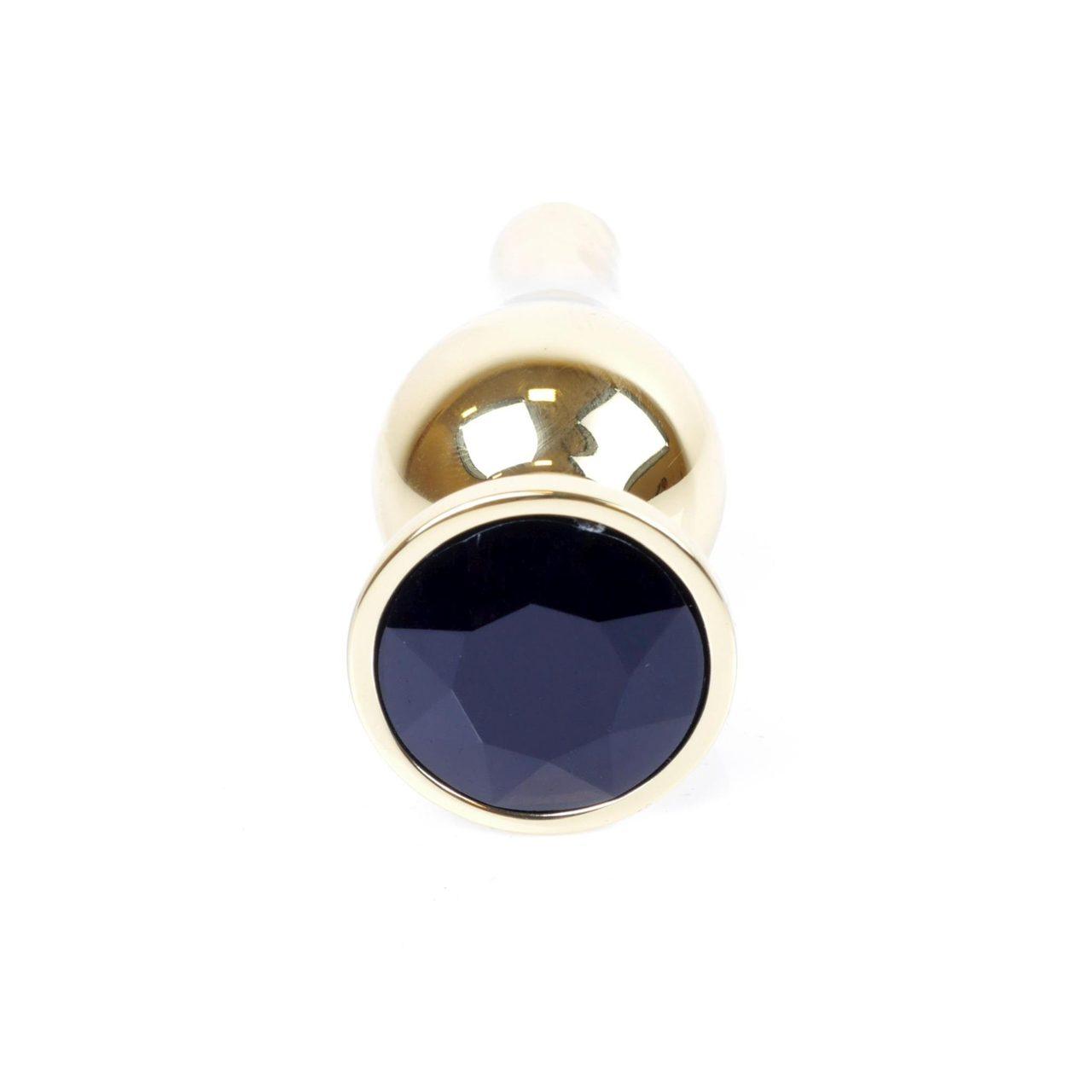 Czarny korek analny z kryształkiem 9,5 cm ze stali nierdzewnej | Loris.pl