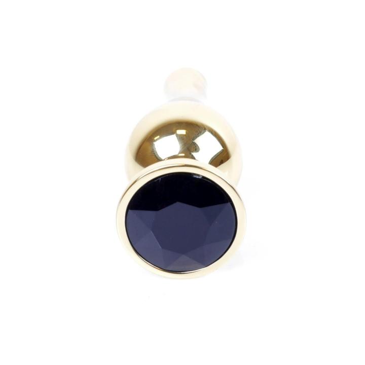 Czarny korek analny z kryształkiem 9,5 cm ze stali nierdzewnej | Loris.pl