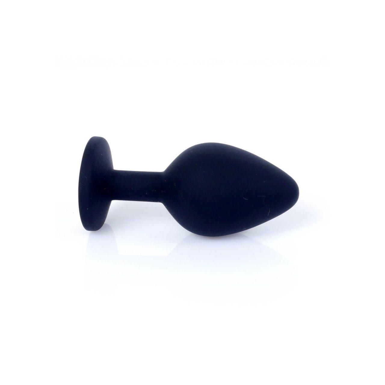 Silikonowy korek analny z różowym kryształkiem 8 cm | Biżuteria analna