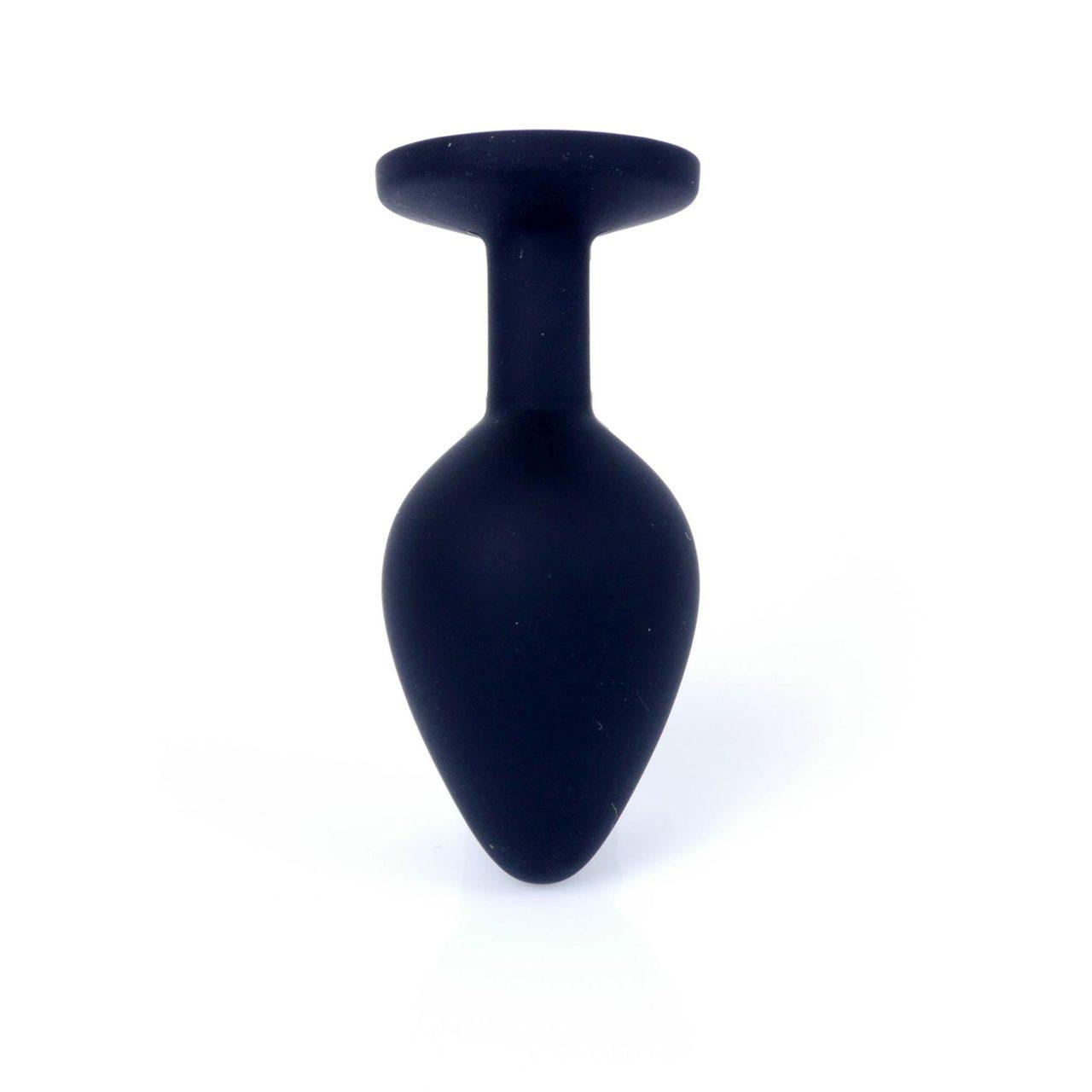 Silikonowy korek analny z różowym kryształkiem 8 cm | Biżuteria analna