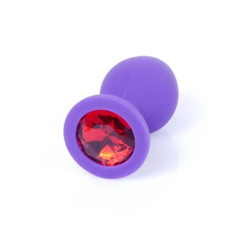 Fioletowy korek analny z kryształem 8 cm – silikonowa biżuteria analna