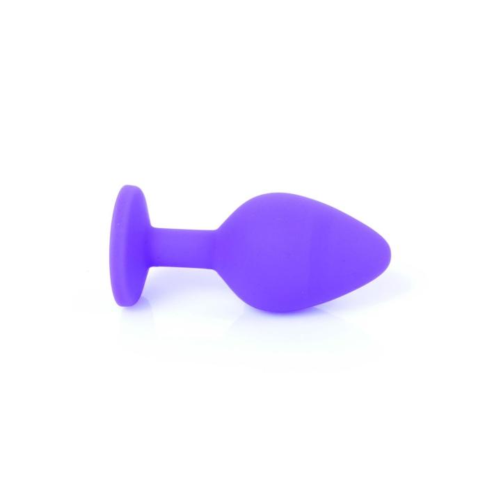 Fioletowy korek analny z kryształem 8 cm – silikonowa biżuteria analna