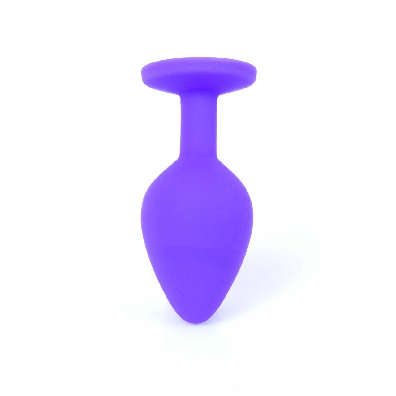 Fioletowy korek analny z kryształem 8 cm – silikonowa biżuteria analna | Loris.pl