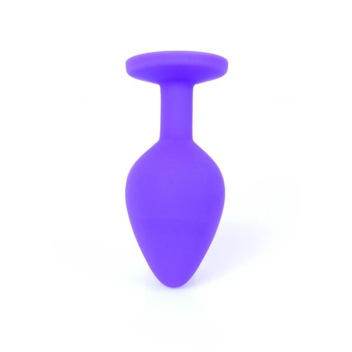 Fioletowy korek analny z kryształem 8 cm – silikonowa biżuteria analna