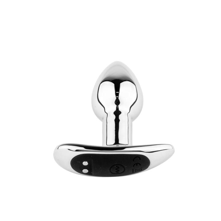 Metalowy plug analny S z wibracjami i pilotem | IPX7