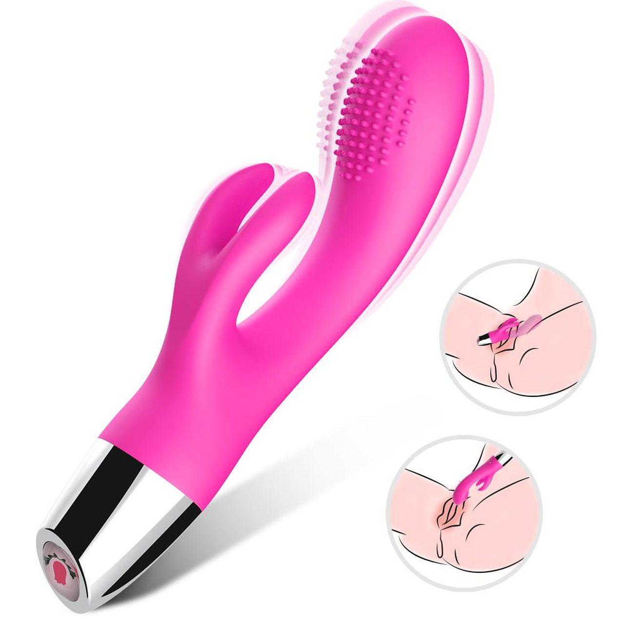 Różowy wibrator króliczek do punktu g i łechtaczki | 2 silniki, wodoodporny usb