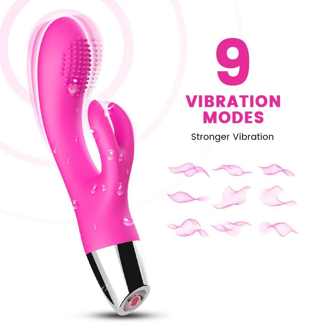 Różowy wibrator króliczek do punktu g i łechtaczki | 2 silniki, wodoodporny usb