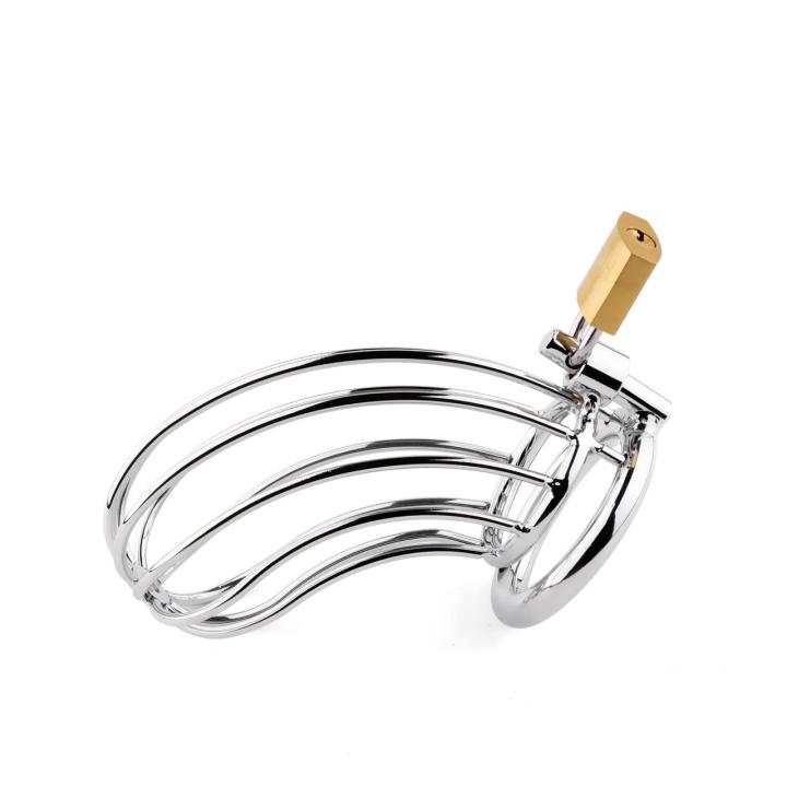 Stalowa klatka na penisa 15 cm z kłódką i 3 pierścieniami | Loris.pl