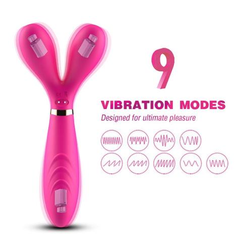Różowy wibrator podwójny 3 silniki USB | Wodoodporny stymulator 9 trybów