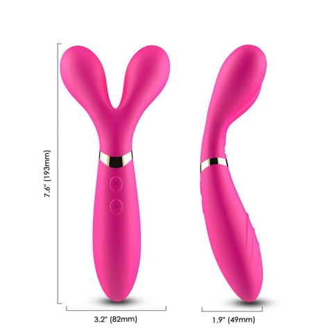 Różowy wibrator podwójny 3 silniki USB | Wodoodporny stymulator 9 trybów