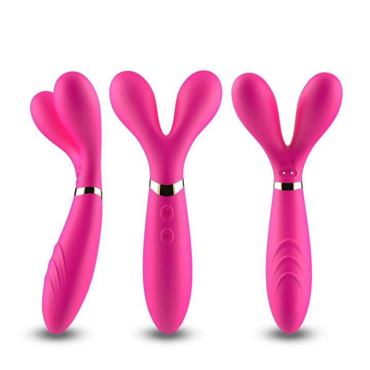 Różowy wibrator podwójny 3 silniki USB | Wodoodporny stymulator 9 trybów