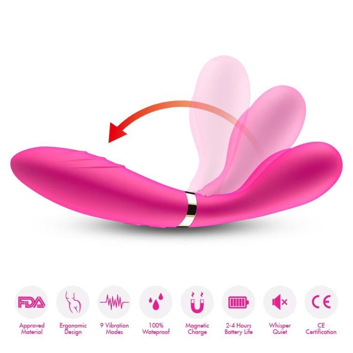 Różowy wibrator podwójny 3 silniki USB | Wodoodporny stymulator 9 trybów
