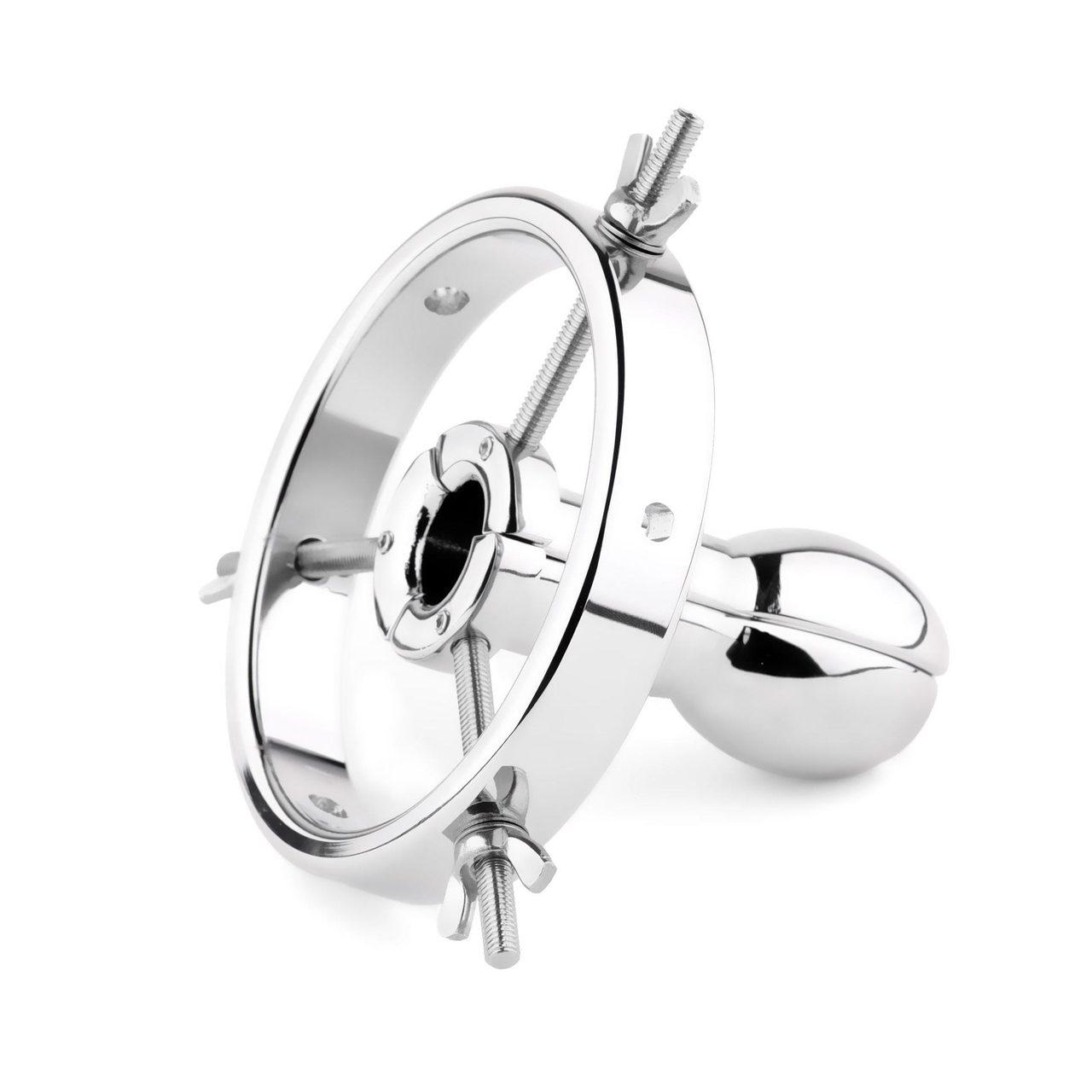 Metalowy rozwieracz analny z regulacją śrubową i woreczkiem | Loris.pl