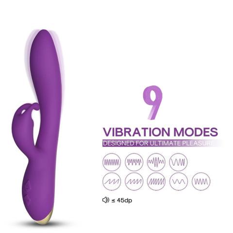 Fioletowy wibrator króliczek USB – wodoodporny, 2 silniki, 9 trybów