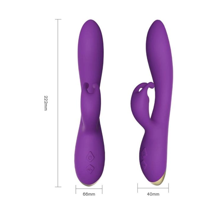 Fioletowy wibrator króliczek USB – wodoodporny, 2 silniki, 9 trybów