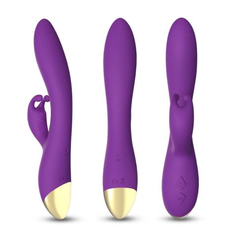 Fioletowy wibrator króliczek USB – wodoodporny, 2 silniki, 9 trybów