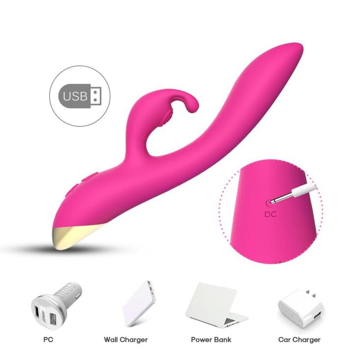 Różowy wibrator króliczek silikonowy – 9 trybów, wodoodporny, USB