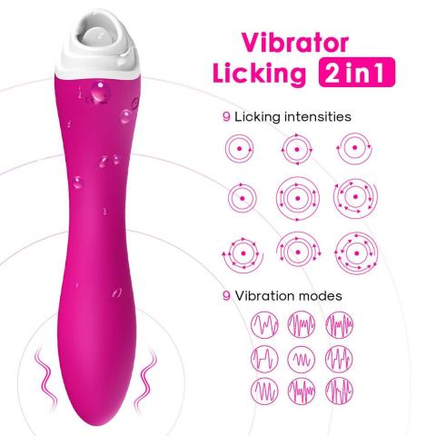 Różowy stymulator łechtaczki z języczkiem do punktu G | USB | Wodoodporny