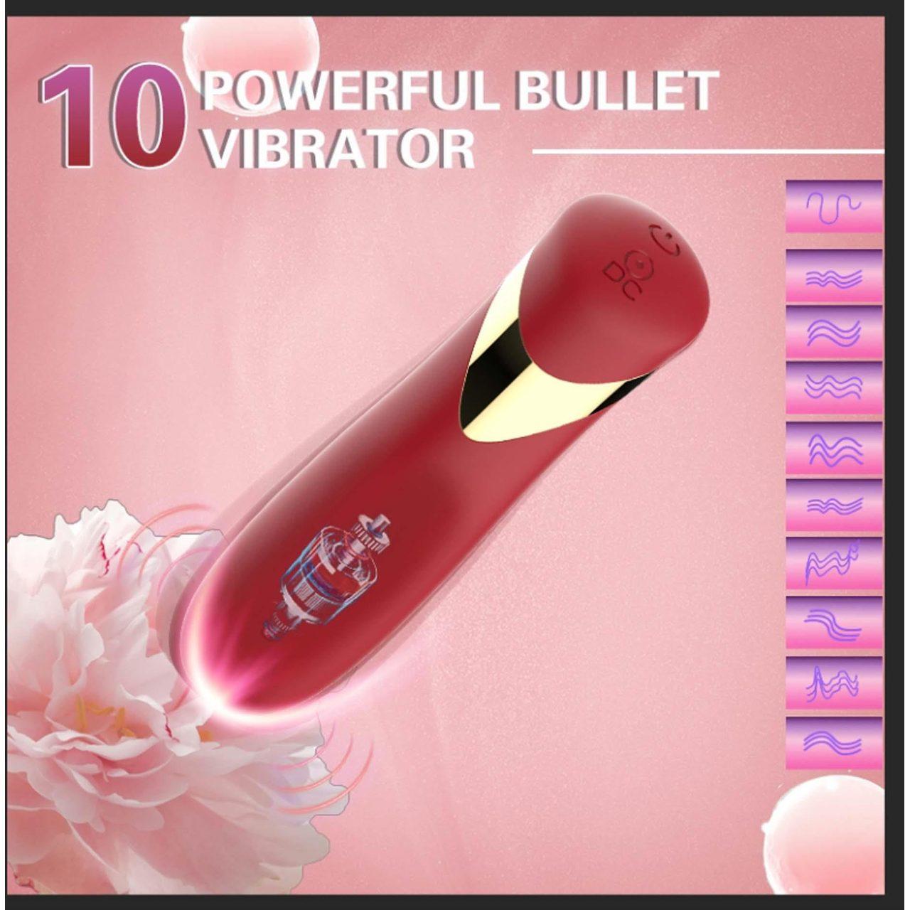 Mini wibrator w formie szminki 10 cm czerwony | 10 trybów | USB | Loris.pl