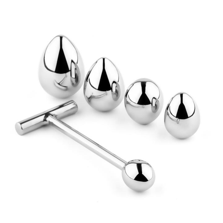 Metalowy korek analny ze stali z uchwytem i 5 końcówkami | Loris.pl